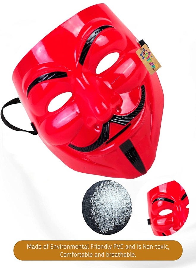 Western Era Stylish and Iconic V for Vendetta Red Cosplay Mask: Perfect for Fans of the Movie and Graphic Novel with its Distinctive Design and Comfortable Fit (Combo Of 3) - Image 2